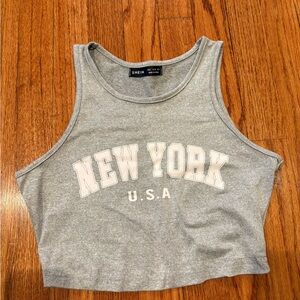 SHEIN Heather Gray New York Crop Top